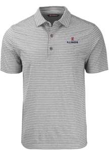Cutter and Buck Illinois Fighting Illini Mens Grey Forge Heather Stripe Big and Tall Polos Shirt
