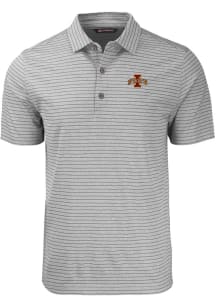 Cutter and Buck Iowa State Cyclones Mens Grey Forge Heather Stripe Big and Tall Polos Shirt