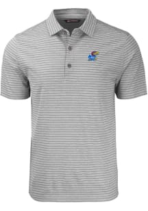 Cutter and Buck Kansas Jayhawks Mens Grey Forge Heather Stripe Big and Tall Polos Shirt