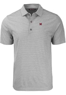 Cutter and Buck Miami RedHawks Mens Grey Forge Heather Stripe Big and Tall Polos Shirt