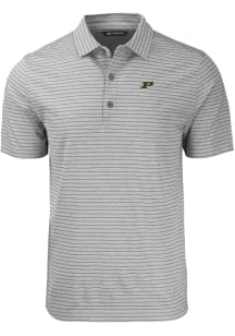 Cutter and Buck Purdue Boilermakers Mens Grey Forge Heather Stripe Big and Tall Polos Shirt