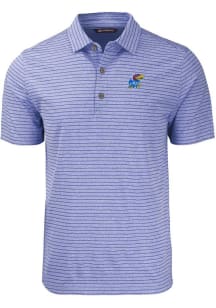 Cutter and Buck Kansas Jayhawks Mens Blue Forge Heather Stripe Big and Tall Polos Shirt