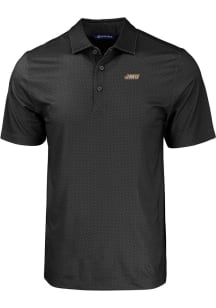 Cutter and Buck James Madison Dukes Mens Black Pike Eco Geo Print Big and Tall Polos Shirt