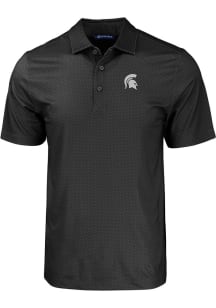 Cutter and Buck Michigan State Spartans Mens Black Pike Eco Geo Print Big and Tall Polos Shirt