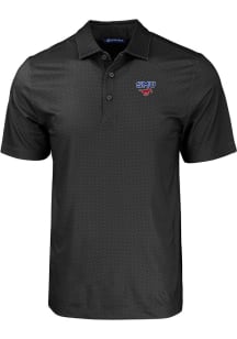 Cutter and Buck SMU Mustangs Mens Black Pike Eco Geo Print Big and Tall Polos Shirt