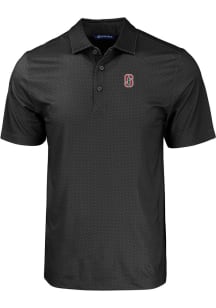 Cutter and Buck Stanford Cardinal Mens Black Pike Eco Geo Print Big and Tall Polos Shirt