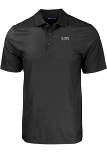 Cutter and Buck TCU Horned Frogs Mens Black Pike Eco Geo Print Big and Tall Polos Shirt