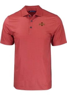 Cutter and Buck Iowa State Cyclones Mens Red Pike Eco Geo Print Big and Tall Polos Shirt
