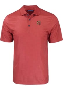 Cutter and Buck Maryland Terrapins Mens Red Pike Eco Geo Print Big and Tall Polos Shirt