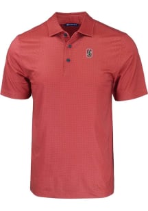Cutter and Buck Stanford Cardinal Mens Red Pike Eco Geo Print Big and Tall Polos Shirt