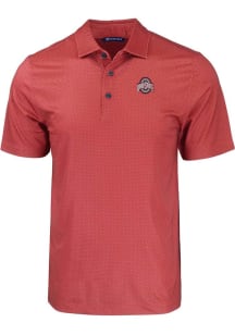 Cutter and Buck Ohio State Buckeyes Mens Red Pike Eco Geo Print Big and Tall Polos Shirt