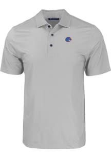 Cutter and Buck Boise State Broncos Mens Grey Pike Eco Geo Print Big and Tall Polos Shirt