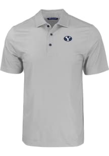 Cutter and Buck BYU Cougars Mens Grey Pike Eco Geo Print Big and Tall Polos Shirt