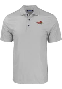 Cutter and Buck Illinois State Redbirds Mens Grey Pike Eco Geo Print Big and Tall Polos Shirt