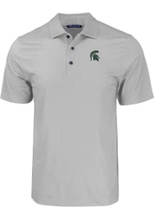 Cutter and Buck Michigan State Spartans Mens Grey Pike Eco Geo Print Big and Tall Polos Shirt