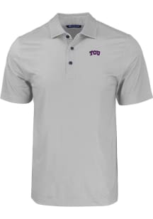 Cutter and Buck TCU Horned Frogs Mens Grey Pike Eco Geo Print Big and Tall Polos Shirt