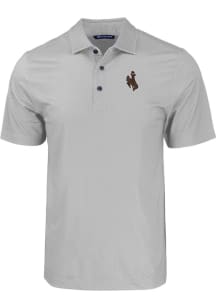 Cutter and Buck Wyoming Cowboys Mens Grey Pike Eco Geo Print Big and Tall Polos Shirt