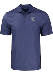 Cutter and Buck Xavier Musketeers Mens Navy Blue Pike Eco Geo Print Big and Tall Polos Shirt