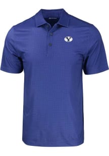 Cutter and Buck BYU Cougars Mens Blue Pike Eco Geo Print Big and Tall Polos Shirt