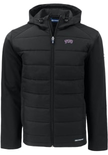 Cutter and Buck TCU Horned Frogs Mens Black Evoke Hood Big and Tall Lined Jacket