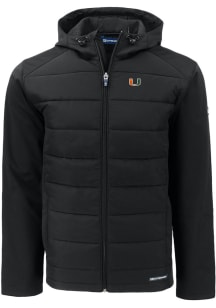 Cutter and Buck Miami Hurricanes Mens Black Evoke Hood Big and Tall Lined Jacket