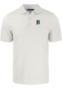 Cutter and Buck Detroit Tigers Big and Tall White Pike Symmetry Big and Tall Golf Shirt