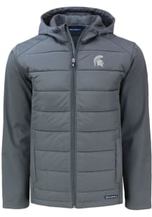 Cutter and Buck Michigan State Spartans Mens Grey Evoke Hood Big and Tall Lined Jacket