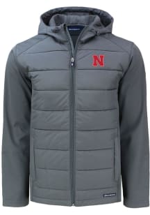 Cutter and Buck Nebraska Cornhuskers Mens Grey Evoke Hood Big and Tall Lined Jacket