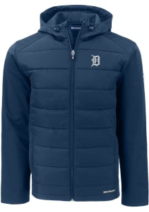 Cutter and Buck Detroit Tigers Mens Navy Blue Evoke Hood Big and Tall Lined Jacket