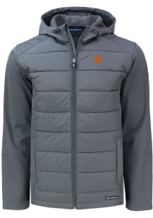 Cutter and Buck Clemson Tigers Mens Grey Evoke Hood Big and Tall Lined Jacket