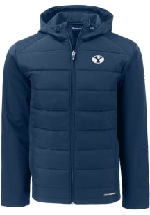 Cutter and Buck BYU Cougars Mens Navy Blue Evoke Hood Big and Tall Lined Jacket