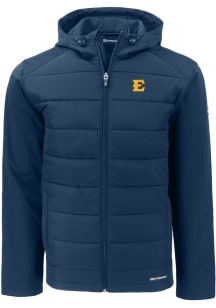 Cutter and Buck East Tennesse State Buccaneers Mens Navy Blue Evoke Hood Big and Tall Lined Jack..