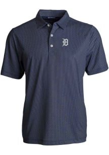 Cutter and Buck Detroit Tigers Mens Navy Blue Pike Symmetry Short Sleeve Polo