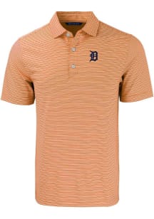 Cutter and Buck Detroit Tigers Mens Orange Forge Double Stripe Short Sleeve Polo