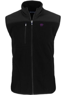 Cutter and Buck K-State Wildcats Mens Black Cascade Sherpa Big and Tall Vest