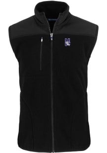 Cutter and Buck Northwestern Wildcats Mens Black Cascade Sherpa Big and Tall Vest