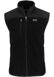 Cutter and Buck TCU Horned Frogs Mens Black Cascade Sherpa Big and Tall Vest