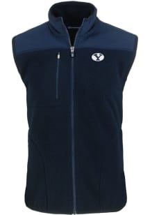 Cutter and Buck BYU Cougars Mens Navy Blue Cascade Sherpa Big and Tall Vest
