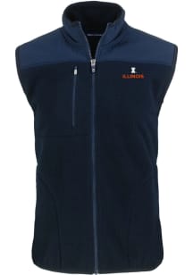 Cutter and Buck Illinois Fighting Illini Mens Navy Blue Cascade Sherpa Big and Tall Vest