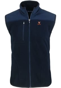 Cutter and Buck Virginia Cavaliers Mens Navy Blue Cascade Sherpa Big and Tall Vest