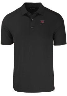 Cutter and Buck Miami RedHawks Mens Black Forge Recycled Short Sleeve Polo