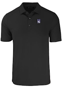 Cutter and Buck Northwestern Wildcats Mens Black Forge Recycled Short Sleeve Polo