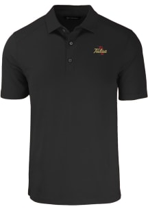 Cutter and Buck Tulsa Golden Hurricane Mens Black Forge Short Sleeve Polo