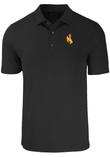 Cutter and Buck Wyoming Cowboys Mens Black Forge Short Sleeve Polo