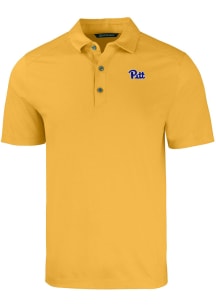 Cutter and Buck Pitt Panthers Mens Gold Forge Short Sleeve Polo