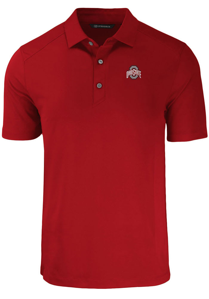 Cutter and Buck Ohio State Buckeyes Mens Cardinal Solid Forge Recycled Short Sleeve Polo