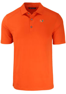 Cutter and Buck Miami Hurricanes Mens Orange Forge Short Sleeve Polo