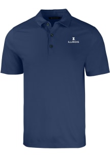Cutter and Buck Illinois Fighting Illini Mens Navy Blue Forge Short Sleeve Polo