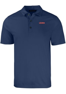 Cutter and Buck UConn Huskies Mens Navy Blue Wordmark Forge Recycled Short Sleeve Polo