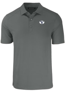 Cutter and Buck BYU Cougars Mens Grey Forge Short Sleeve Polo